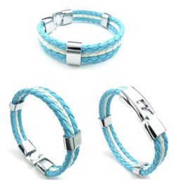 Charm Bracelets Blue Leather Bracelet White Flag Of Argentina Alloy Braided Length 215 Cm With A Velvet Pouch6349788