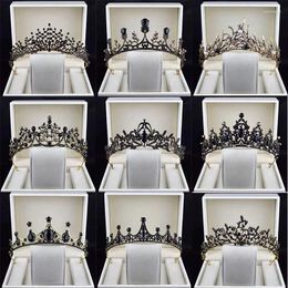 Hair Clips Black Crown Crystal Vintage Tiara Crowns For Women Baroque Bride Wedding Tiaras Accessories Gothic Girls Headpiece Diadema