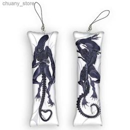 Keychains Lanyards 4x12cmKeychain Warrior Alien Mini Pendant Cute Double Sided Print Hanging Ornament 3D Anime Small Pillow Pendants Xmas Gift Y240417