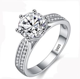 100 Real Natural 925 Sterling Silver Rings for Women 8mm Sona Cubic Zirconia Wedding Rings Fashion Jewellery ZLR0063026185