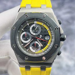 Designer Watch Luxury Automatic Mechanical Watches Series 26207io Black Yellow Colour Matching Needle Chronograph Limited Edition Movement Wristwatch