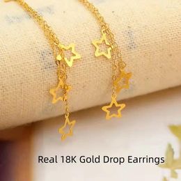 Dangle Earrings MUZHI Real 18K Gold Drop For Women Pure AU750 Pentagram Design Classic Fashion Fine Jewellery Gift