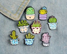 Cute Cartoon Student Cactus Brooches Alloy Oil Drop Enamel Pin Unisex Potting Badge Brooch Fashion Accessories Wholesale5812630