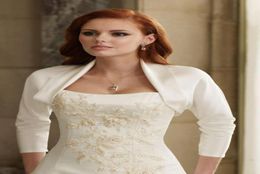 Custom Made Classic Satin Wedding Jackets With 34 Sleeve bridal dress shrug shawl wraps8801484