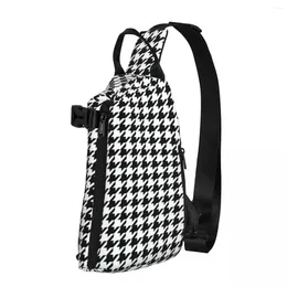 Backpack Retro Houndstooth Shoulder Bags Abstract Chequered Workout Chest Bag Men Sport Print Sling Cute Phone Crossbody