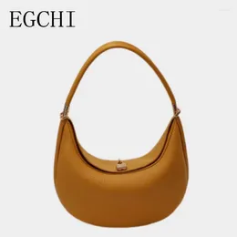Drawstring EGCHI Half Moon Bag Women's Personality Design Casual Shoulder Bags For Women Armpit Carry On Handbag Bolas Hobo