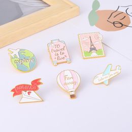 All-Match Alloy Brooch Creative Airplane Hot Air Balloon Suitcase Shape Enamel Badge Clothing Accessories Enamel Label Pins