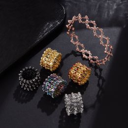 Designer's 8 fashionable and creative diamond inlaid adjustable and stretchable rings, deformable magic copper bracelets for both men and women