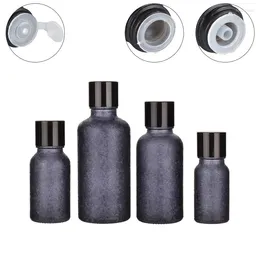 Storage Bottles Empty Cracked Ice Pattern Glass Bottle Black Screw Cap With Plug 5ml 10ml 30ml 50ml100ml Essence Emulsion Refillable Vials