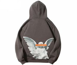 Men039s Hoodies Sweatshirts Mens 2022 Hip Hop Streetwear Harajuku Pullover Angel God Printed Hoodie Pocket Cotton Fleece Grey7173207