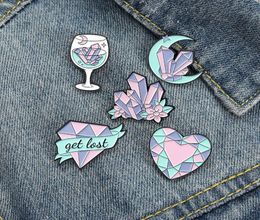 Enamel Pins Custom Moon Heart Wine Glass Brooch Lapel Badge Bag Cartoon Jewellery Gift for Kids Friends9939679