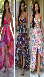 Beach sling dresses bohemian hang neck formal summer long beach casual dresses for women clothes plus size women clothing fashion 2921318