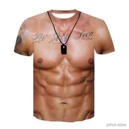 Men's T-Shirts Fashionable and Lnteresting Muscle Gold Pictures For Mens T-Shirts Trend Digital Printing Casual Round Neck Short Sleeved Tops