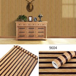 45CM PVC Wood Striped SelfAdhesive Wallpaper Background Wall Desk Cabinet Furniture Renovation Waterproof Sticker 240415