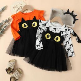 Girl Dresses Girls Dress European And American Wholesale Halloween Children's Printing Mesh