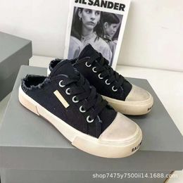 High Version Paris b Family Canvas Shoes Half Trailer Distressed Mens Womens Large Size 24 Autumn Winter Casual One Foot Pedal
