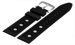 JAWODER Watchband 22mm 24mm Watch Bands NEW TOP GRADE Black Waterproof Diving Silicone Rubber Strap With Stainless Steel Buckle fo4563132
