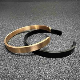 Bangle Trendy Simple Design Stainless Steel Flat Cuff Bracelets for Men Women Punk Style Casual Party Fashion Jewellery GiftsL240417