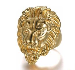 Colour High Quality Animal Ring Men039s Lion Rings 316L Stainless Steel Rock Punk Men Lion039s Head Jewellery Cluster7980935