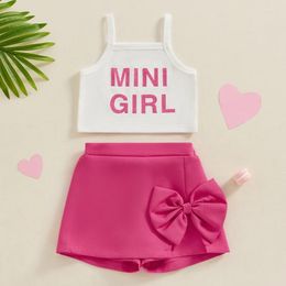 Clothing Sets Fashion Infant Baby Girl Summer 2pcs Suit Toddler Letter Print Cami Tops Bow Mini Skirt Shorts Cotton Outfit