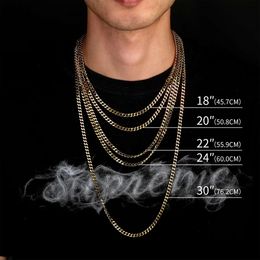 designer necklace Hip Hop 3-5MM Six sided Grinding Stainless Steel Cuban Chain Color Preserving Electroplated Mens Necklace