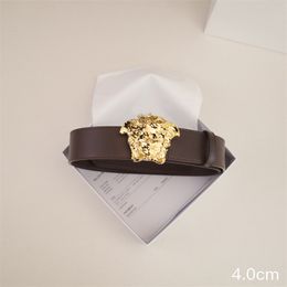 Width 4.0cm Designers Belt For Mens Ceinture Luxury Head Gold Buckle Leather Womens Belts Fashion Nice Waistband Classic Belt