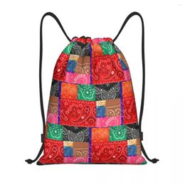 Shopping Bags Fashion Bandanna Patchwork Drawstring Backpack Sports Gym Bag For Men Women Paisley Pattern Sackpack