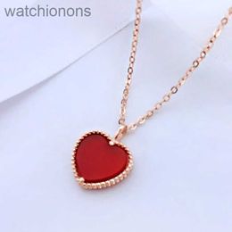 Luxury Top Grade Vancelfe Brand Designer Necklace S925 Silver Agate Love Necklace Small Peach Heart High Quality Jeweliry Gift