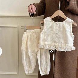 Clothing Sets Girls' Set Summer Children's Baby Cotton Linen Top And Pants Two Piece Girl's Outfit