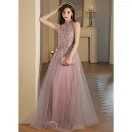 Party Dresses Halter Purple Prom For Graduation Luxury Appliques Beads Floor-Length Long Evening Gowns Women