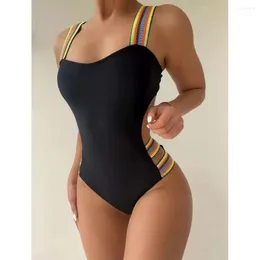 Women's Swimwear Cikini-One Piece Swimsuit For Women Sexy Beachwear Striped Tape Beach Bathing Suit Summer