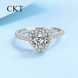 Cluster Rings Luxury Pt950 Platinum Fashion Shaped Heart Love 1 Moissanite Diamond For Women Sparkling Wedding Fine Jewelry Gift