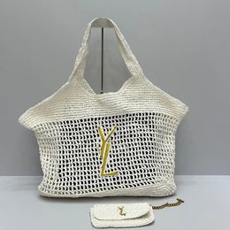Designer Tote Bag Women Luxury Handbag Yslbags Raffias Hand-embroidered Straw Bag High Quality Beach Bag Large Capacity Totes Shopping Bag Shoulder Purse 749