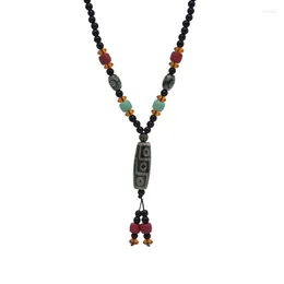 Pendant Necklaces Tibetan Dzi Necklace Long Sweater Chain Exotic Style Accessories Retro Ethnic Jewelry