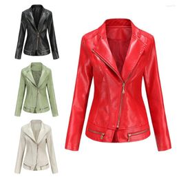 Women's Jackets Street Fashion 2024 For Autumn Winter Green StandNeck Jacket Casual Fit Zipper Locomotive Short Coat Plus Size