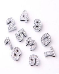 Whole 10mm 100pcslot 0 9 Number Slide Charm DIY Alloy Accessories fit for 10mm keychains wristband5944905