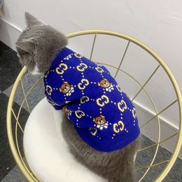 ペットスプリングかわいいベアヘッドセーター犬用猫猫反脱毛と避妊服スノーネリニットシャツテディベア