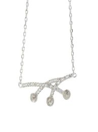 Necklace Settings for Pearls Zircon Mounting 925 Sterling Silver Chain Base with 3 Blanks 4 Pieces9017216