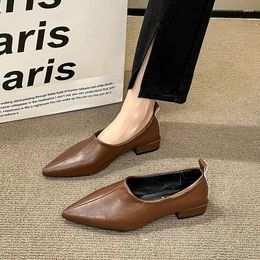 Dress Shoes British Wind Pointy Single Women 2024 Spring Square Soft Leather Surface Temperament Small