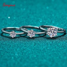 Smyoue 03CT05CT1CT2CT3CT Solitaire Ring for Women Sparkling Wedding Band 100% Real 925 Sterling Silver Jewellery 240417