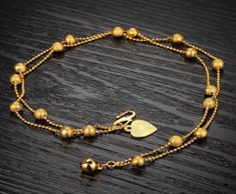 Lucky 18K Yellow Gold Filled Double Beads Chain Anklets Jewelry Women Gift232l6795773