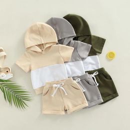 Clothing Sets Baby Boys Hooded Short Sleeve Tops Shorts Colour Matching Casual Style Summer