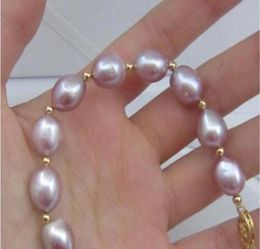 11x10MM NATURALSOUTH SEA GENUINE purple PEARL BRACELET 14K GOLD CLASP3327811