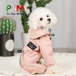 Dog Apparel PSM Pet Clothes Raincoat Breathable Reflective Clothing Waterproof Soft Impermeable Polyester Jacket For Small Puppy Outfits