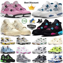 2024 Top Jump Man 4 4s IV With Box Basketball Shoes Peach Sail Pink Thunder Military Blue Pure Money Men Women aaa+ Quality Jumpman Mens Trainers Sneakers