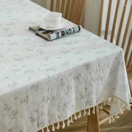 Table Cloth Korean Style Cotton Linen Tablecloth With Tassel Rectangle For Outdoor Dining Wedding Decor Cover Floral Pastoral