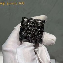 Rapper Jewellery Sier Sterling Black Diamond Hip Hop Champion Men Moissanite Ring