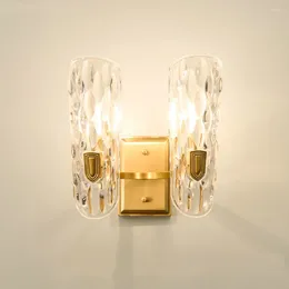 Wall Lamps IWP Copper Gold Light LED Crystal Minimalist Sconce Living Room Bedroom Study Aisle Decor Water Ripple E14