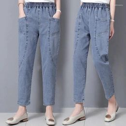 Women's Jeans Fashion Mom Women Spring Autumn 2024 Harun Radish Trousers Lady High Waist Slim Middle-Aged Casual Cowboy Pants Female