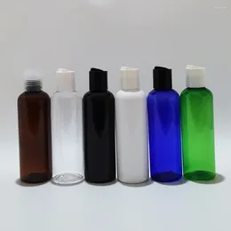 Storage Bottles 30pcs 200ml Plastic Transparent/Blue Flask Bottle For Shampoo Shower Gel Lotion Refillable PET Travel Packaging